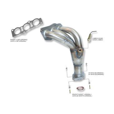 COLECTOR DE ESCAPE DEPORTIVO TUBULAR INOXIDABLE:CITROËN C1 / PEUGEOT 107 / TOYOTA AYGO