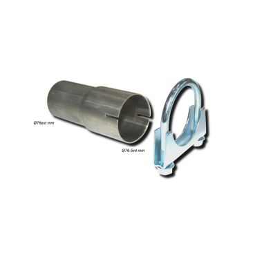 Kit Casquillo Adaptador Ø76 Exterior Ø76,5 Interior Ranurado con abrazadera