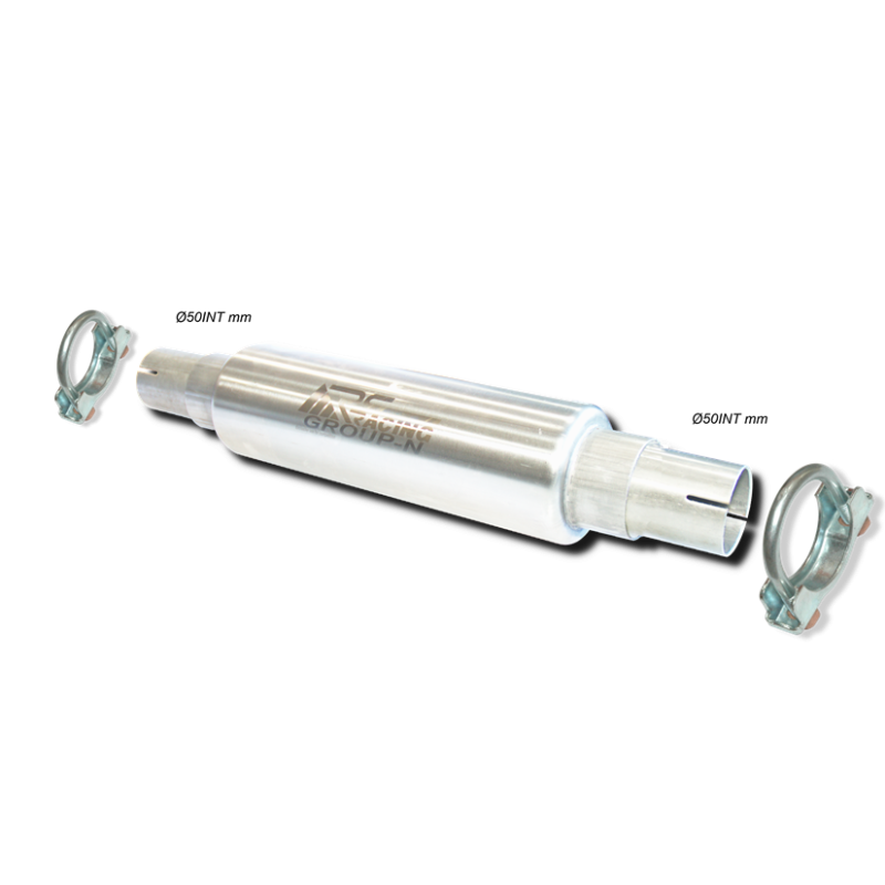 SILENCIADOR UNIVERSAL Ø85 (GRUPO-N) CON ABRAZADERAS CONEXION PARA TUBO Ø50mm LONGITUD SILENCIADOR 400mm