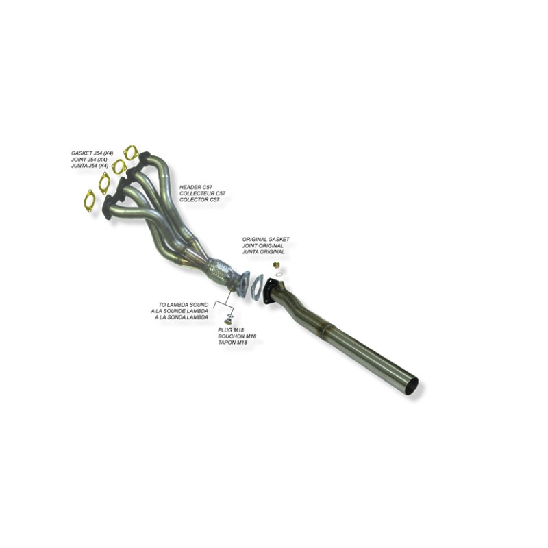 COLECTOR DE ESCAPE DEPORTIVO TUBULAR INOXIDABLE VOLKSWAGEN GOLF III 2.0I 16V 95-98