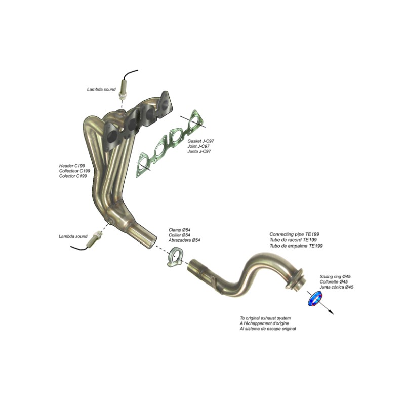 COLECTOR DE ESCAPE DEPORTIVO TUBULAR INOXIDABLE PEUGEOT 307 CC 1.6I 16V 02-